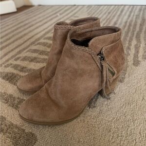 Suede Taupe Ankle Booties with Side Zip